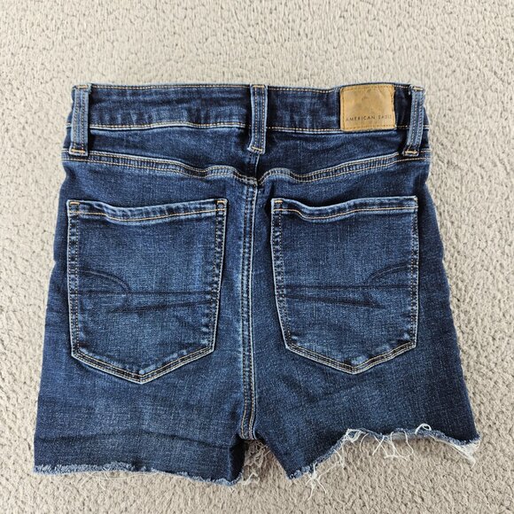American Eagle Shorts Womens 2 Short Super High Rise Cut Off Distressed Denim - Picture 14 of 16